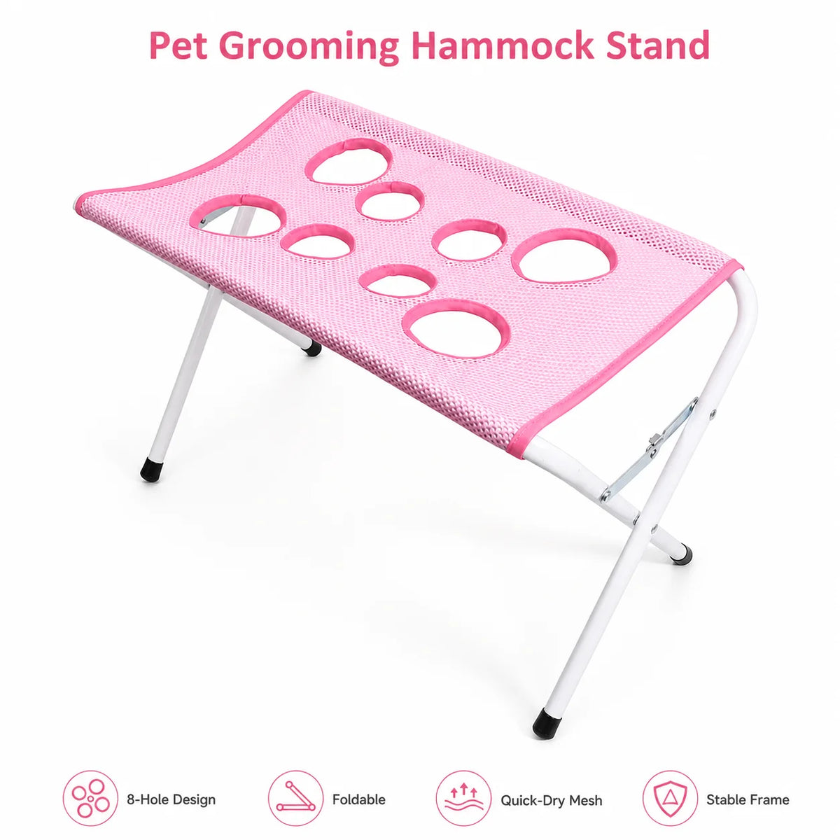 Pet Grooming Hammock Stand Foldable Cat Dog Bathing Rack Quick Dry Mesh Nail Trimming Holder for Small Medium Pets