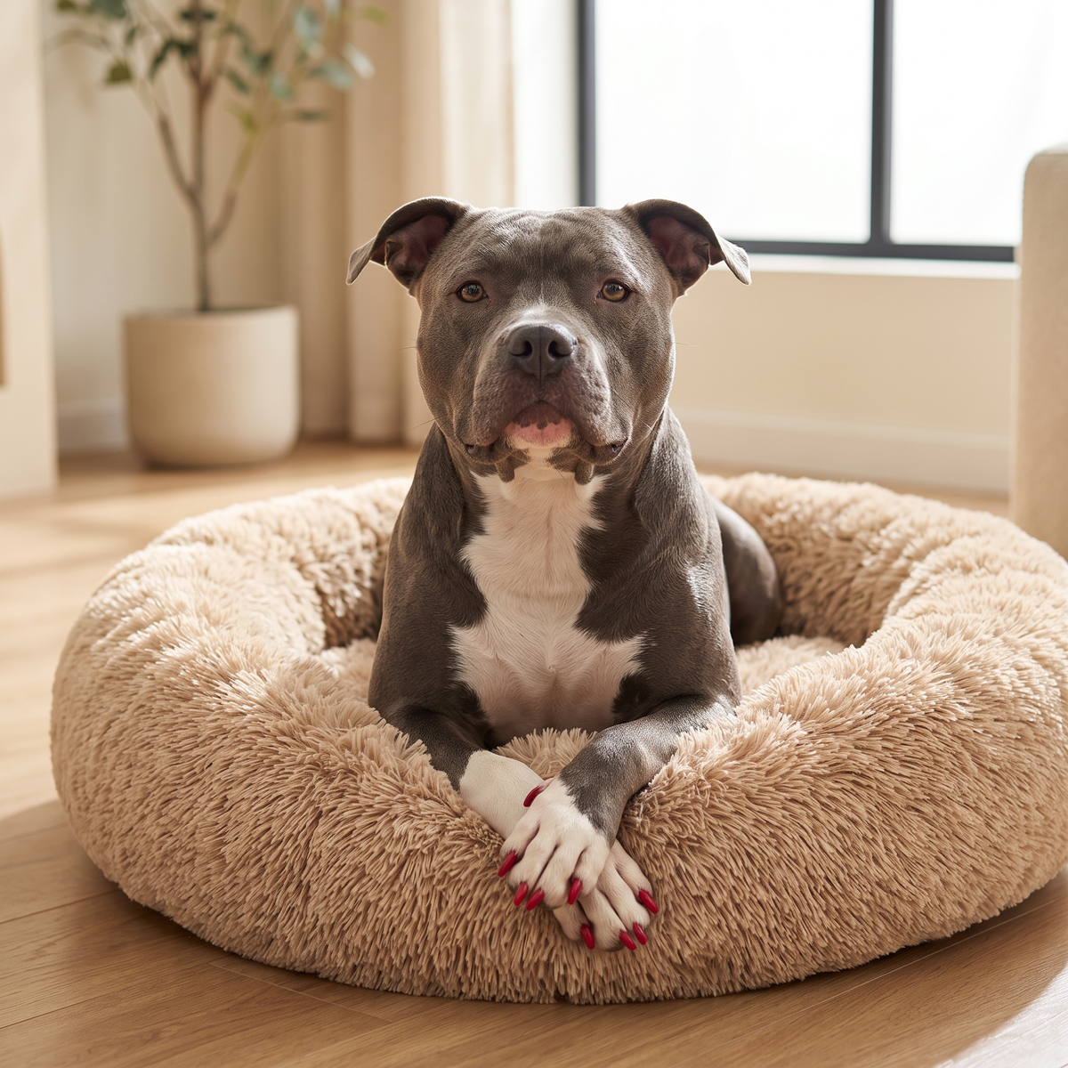 Bedsure Donut Calming Dog & Cat Bed — Ultra-Soft Faux Fur, Anti-Slip, Machine Washable