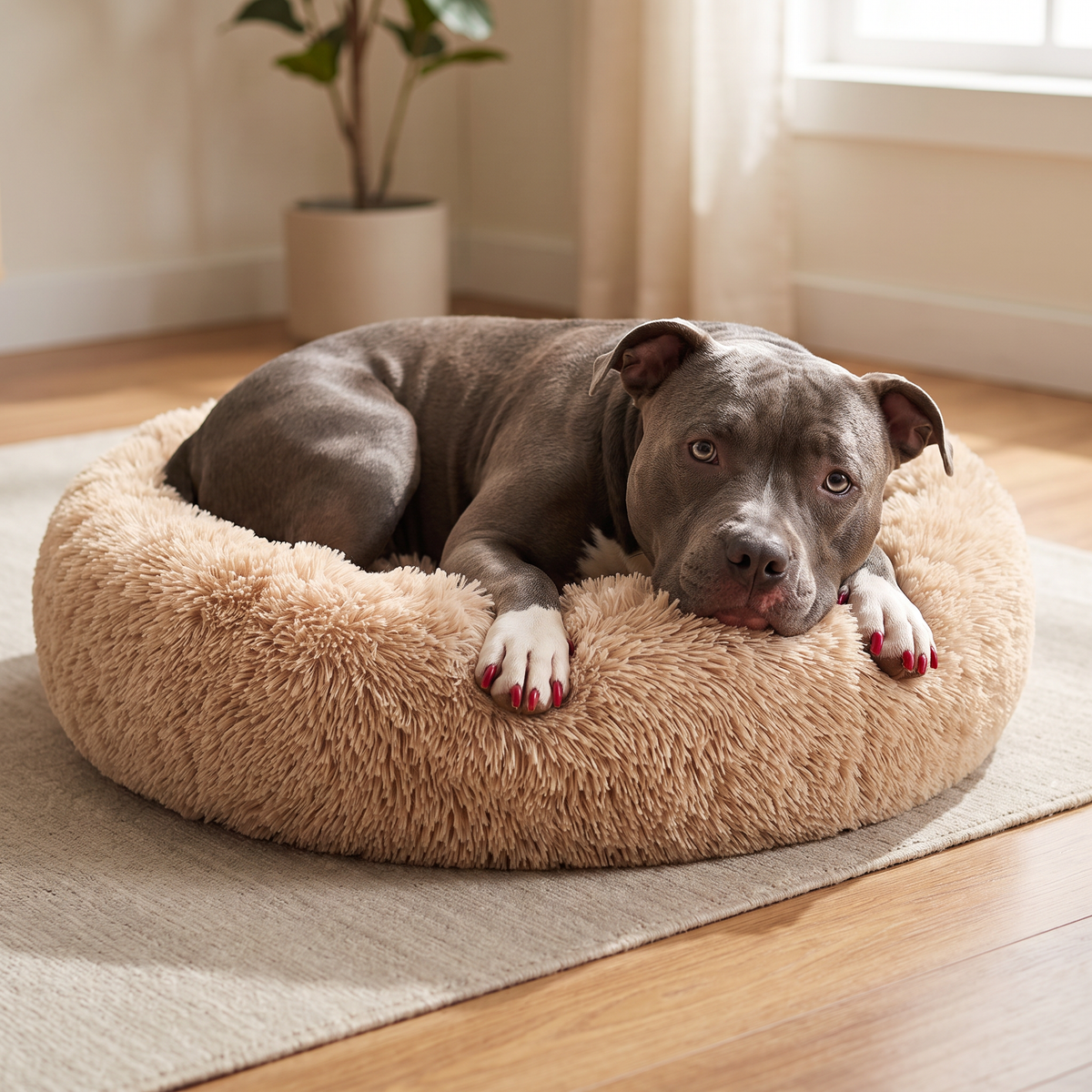Bedsure Donut Calming Dog & Cat Bed — Ultra-Soft Faux Fur, Anti-Slip, Machine Washable