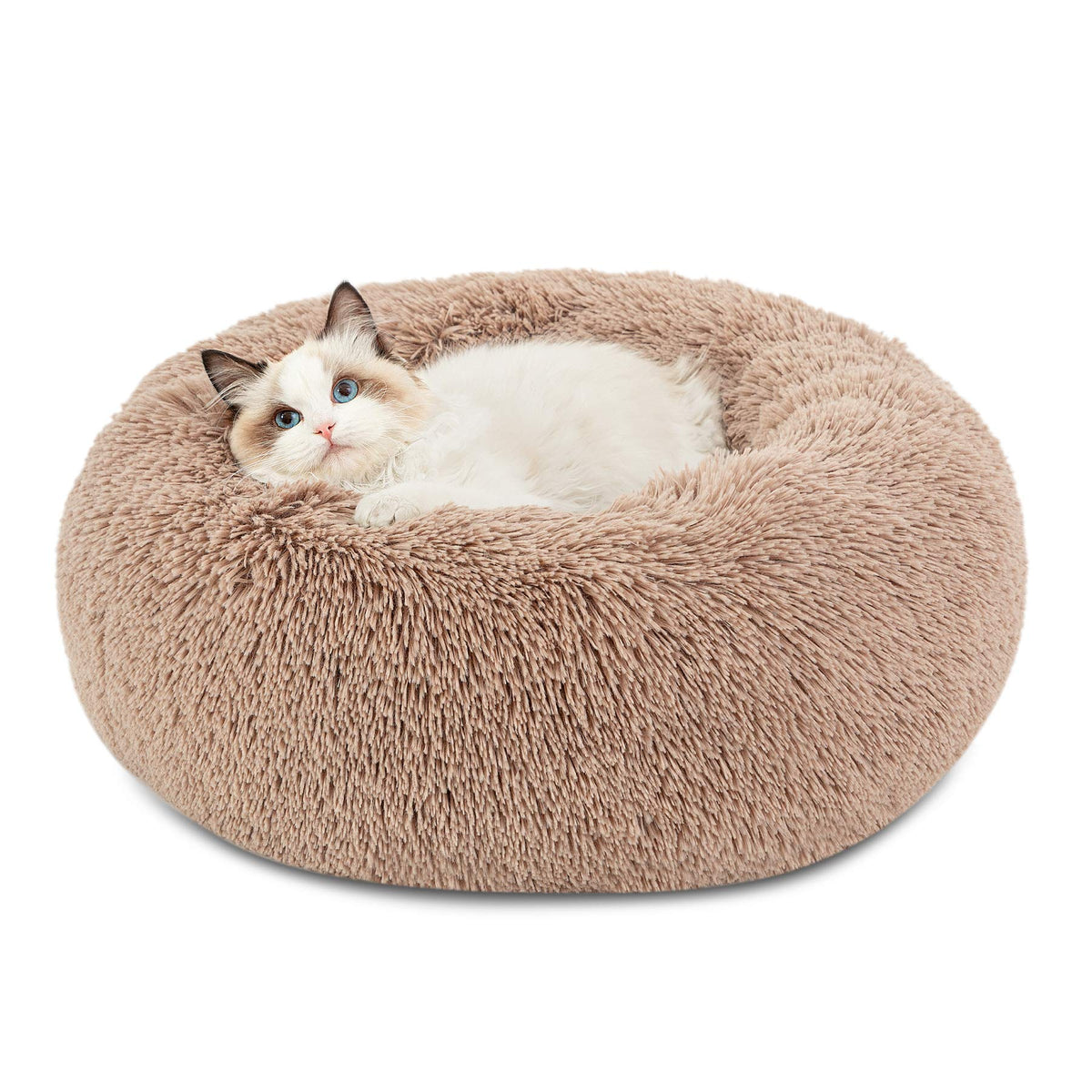 Bedsure Donut Calming Dog & Cat Bed — Ultra-Soft Faux Fur, Anti-Slip, Machine Washable